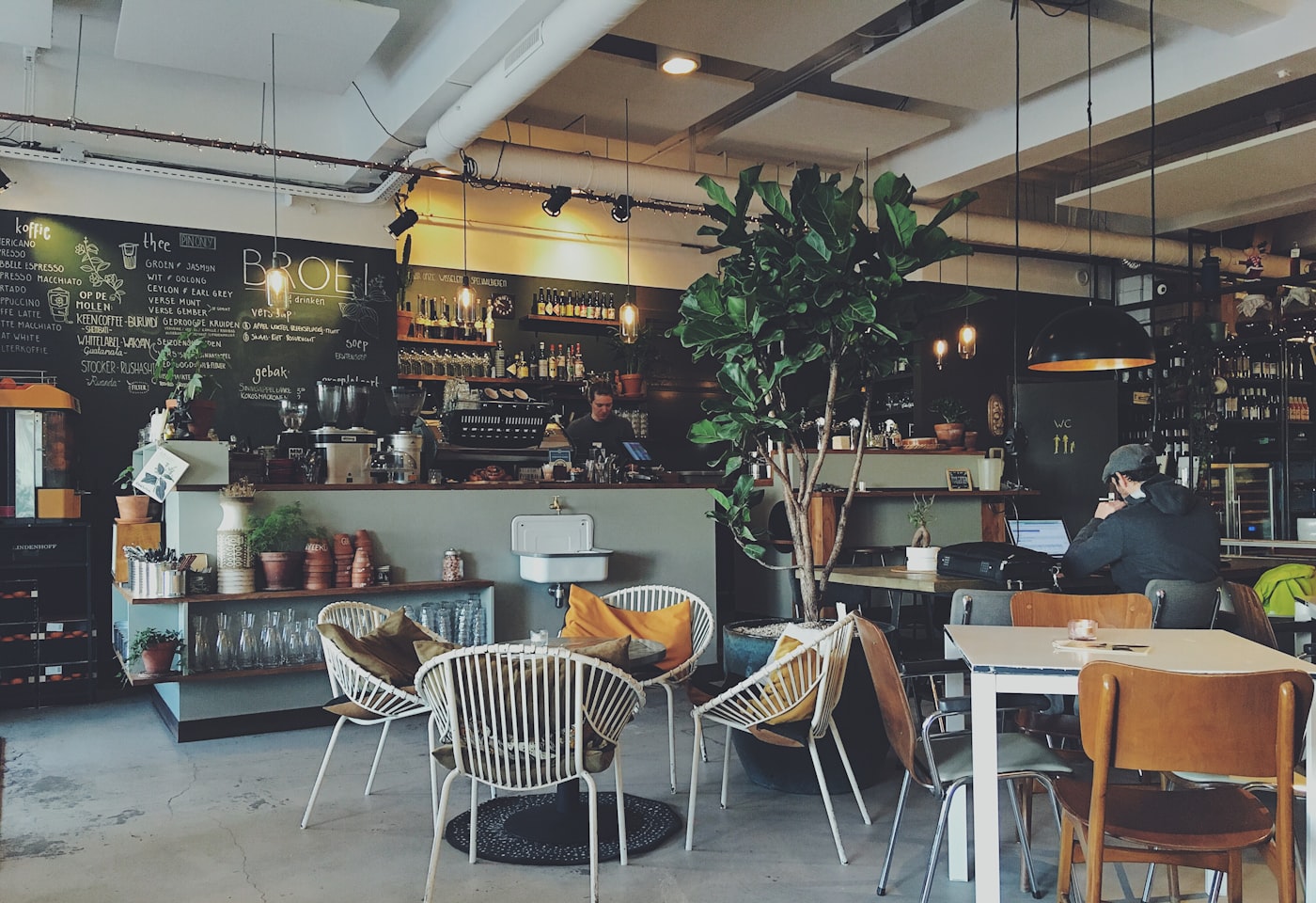 Inside Hello Coffee — warm cafe interior