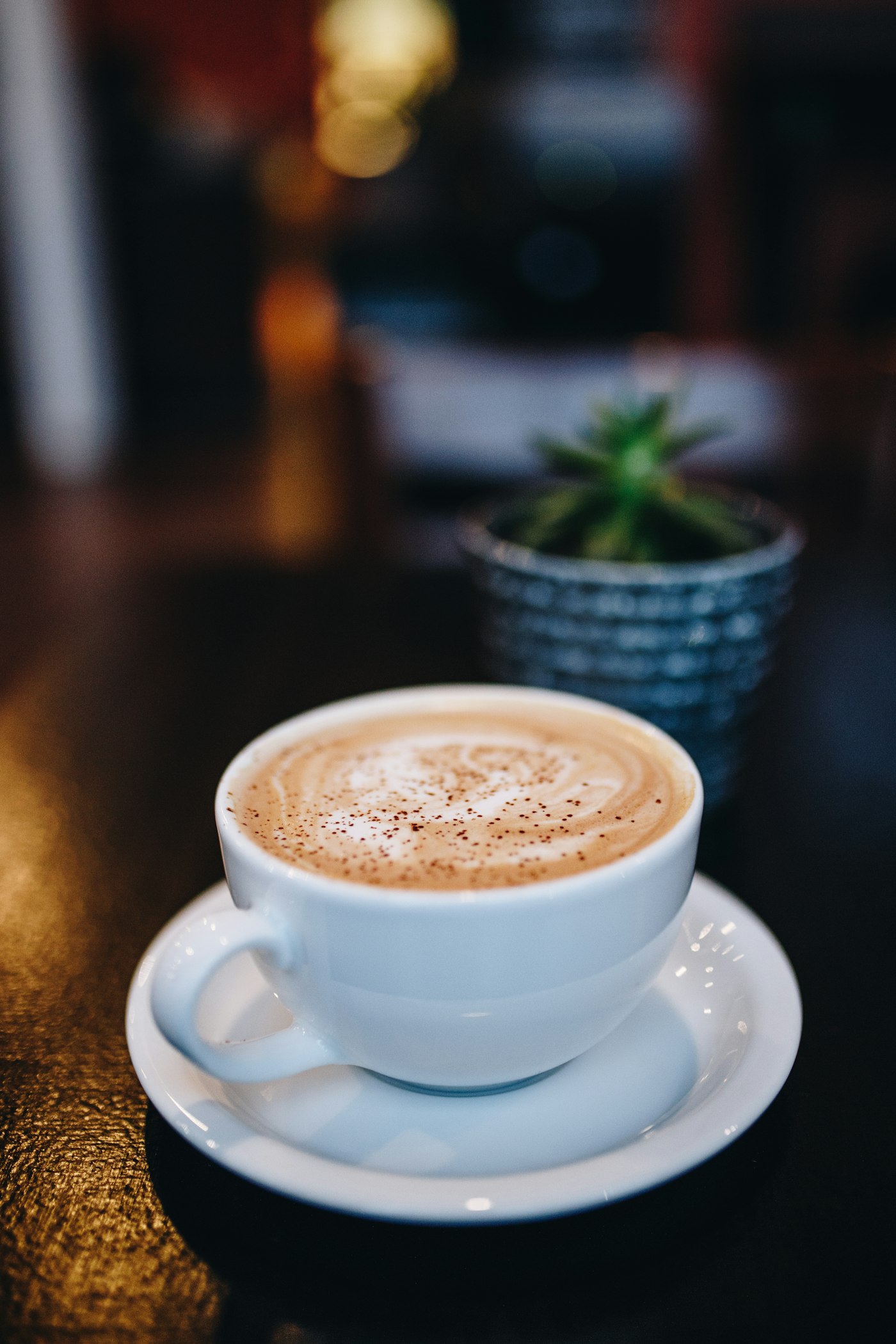 Cappuccino on a wooden table